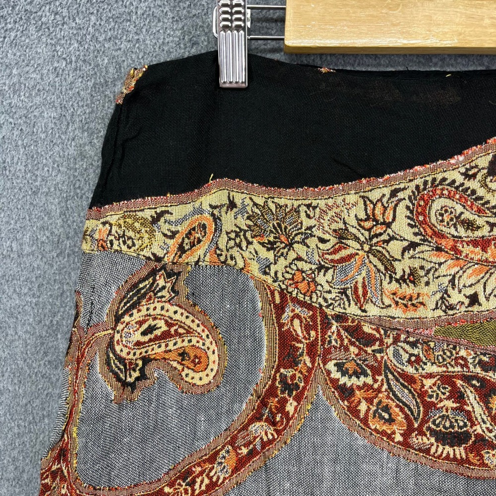 Dimri Paisley Patchwork Handkerchief Hem Skirt Womens L Black Multi Boho Rayon - Picture 3 of 15
